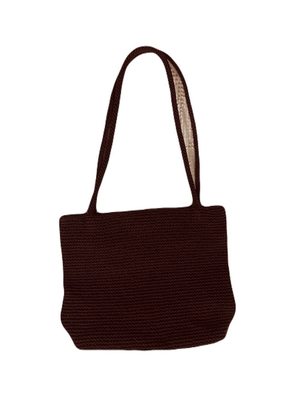 Brown Knit Shoulder Bag